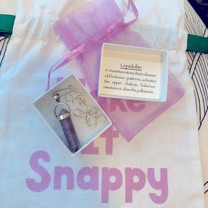 9.25 Real Lepidolite Crystal with Sterling Silver 9.25 chain💜